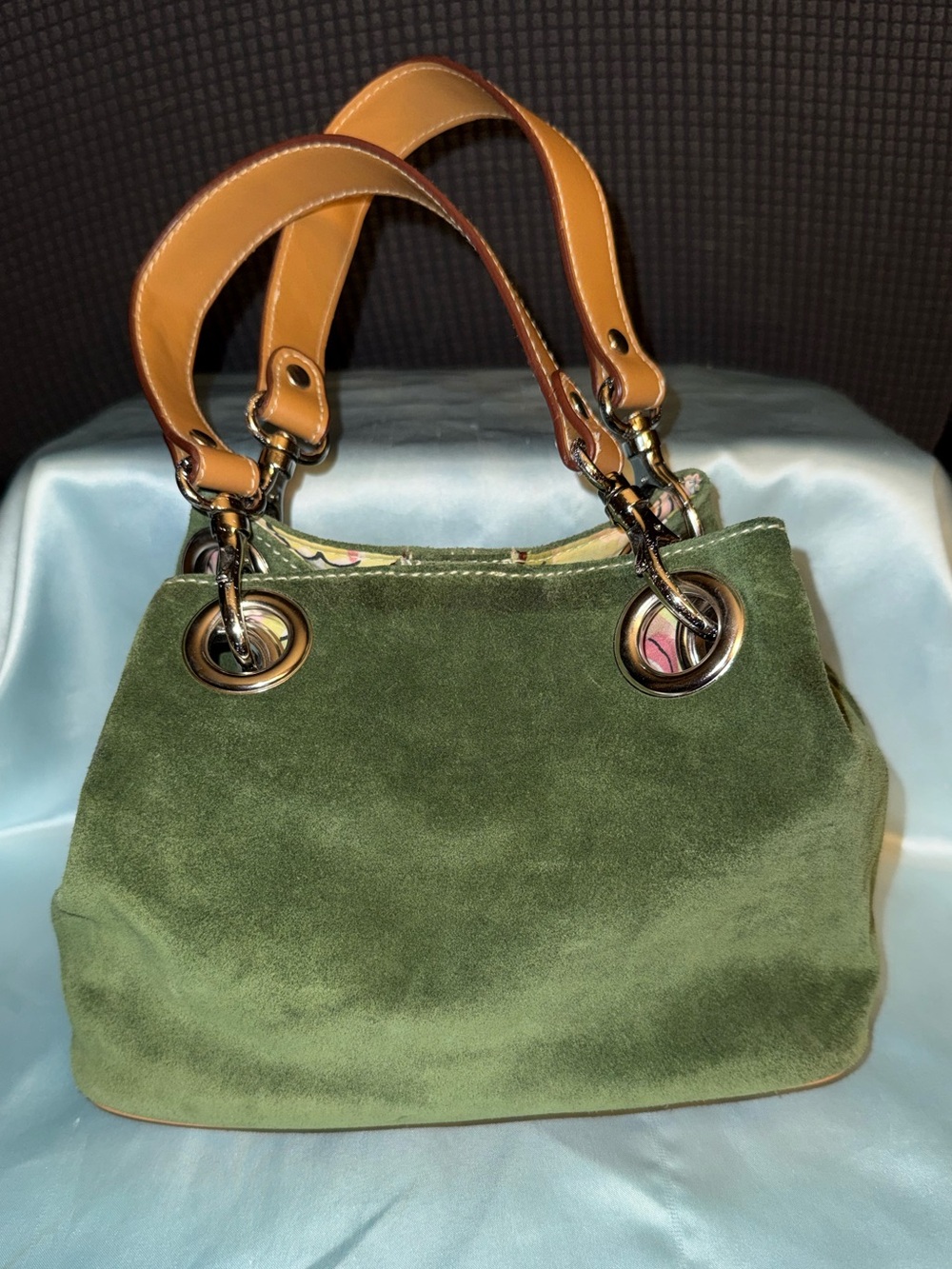 Vintage Green Suede Amanda Smith Purse - Picture 2 of 14